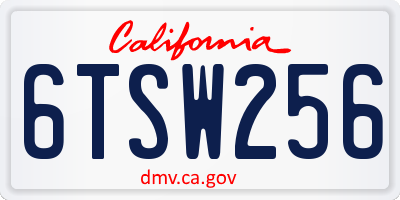 CA license plate 6TSW256