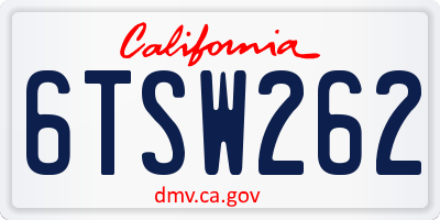 CA license plate 6TSW262