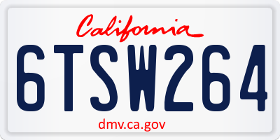 CA license plate 6TSW264