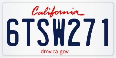 CA license plate 6TSW271
