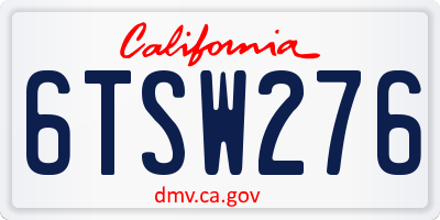 CA license plate 6TSW276