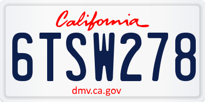 CA license plate 6TSW278