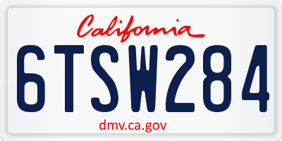 CA license plate 6TSW284
