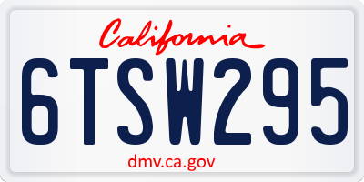 CA license plate 6TSW295