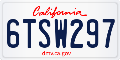 CA license plate 6TSW297