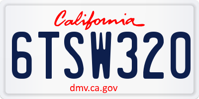 CA license plate 6TSW320