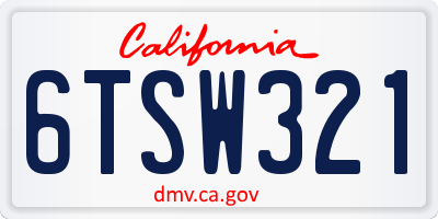 CA license plate 6TSW321