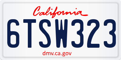 CA license plate 6TSW323