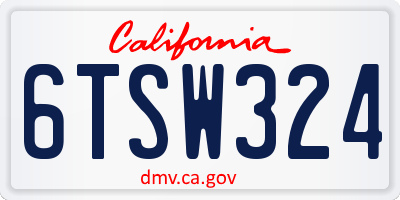 CA license plate 6TSW324