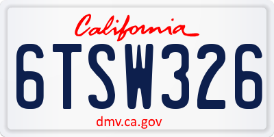 CA license plate 6TSW326