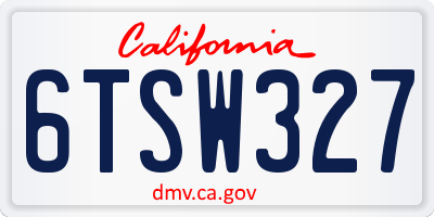CA license plate 6TSW327