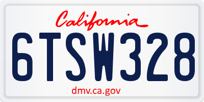 CA license plate 6TSW328