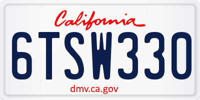 CA license plate 6TSW330