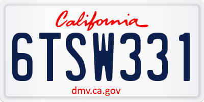 CA license plate 6TSW331