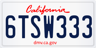 CA license plate 6TSW333