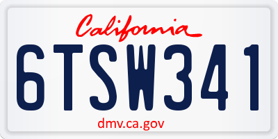 CA license plate 6TSW341