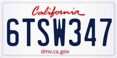 CA license plate 6TSW347