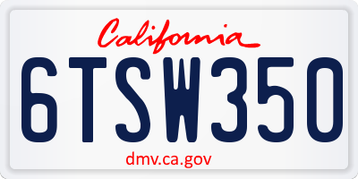 CA license plate 6TSW350