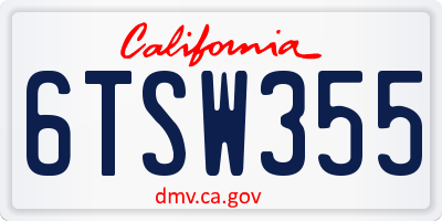 CA license plate 6TSW355