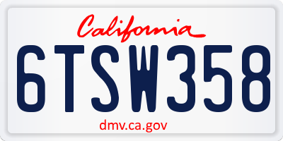 CA license plate 6TSW358