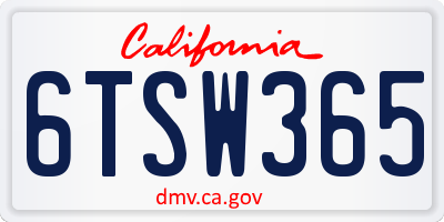 CA license plate 6TSW365