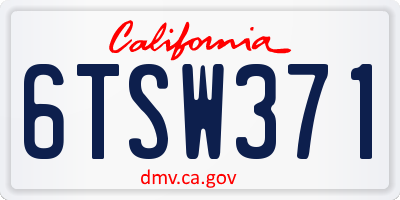 CA license plate 6TSW371