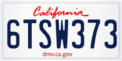 CA license plate 6TSW373