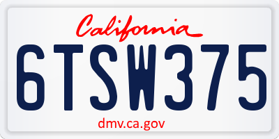 CA license plate 6TSW375