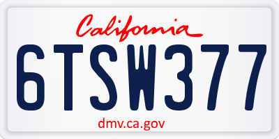 CA license plate 6TSW377