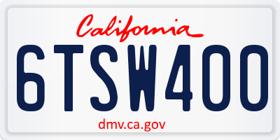 CA license plate 6TSW400