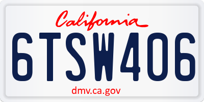 CA license plate 6TSW406