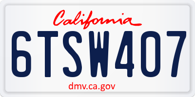 CA license plate 6TSW407