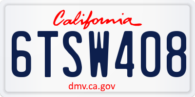 CA license plate 6TSW408