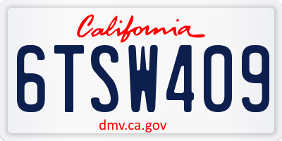 CA license plate 6TSW409