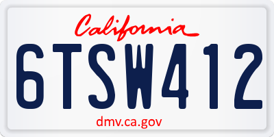CA license plate 6TSW412