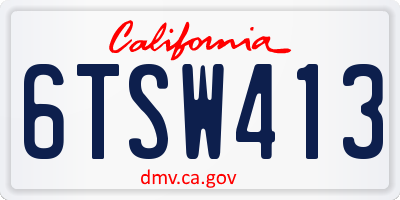 CA license plate 6TSW413