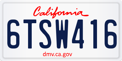 CA license plate 6TSW416