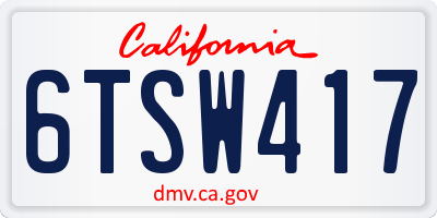 CA license plate 6TSW417