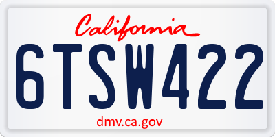 CA license plate 6TSW422
