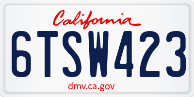 CA license plate 6TSW423