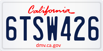 CA license plate 6TSW426