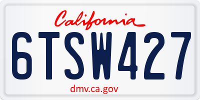 CA license plate 6TSW427