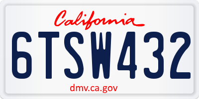 CA license plate 6TSW432