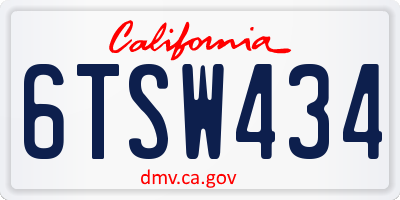 CA license plate 6TSW434