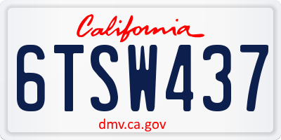 CA license plate 6TSW437