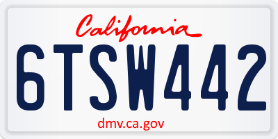 CA license plate 6TSW442