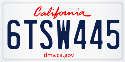 CA license plate 6TSW445