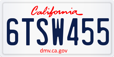 CA license plate 6TSW455