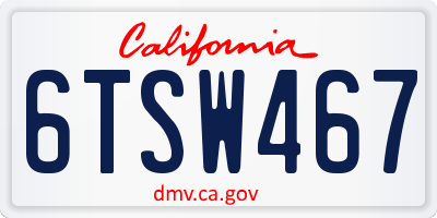 CA license plate 6TSW467