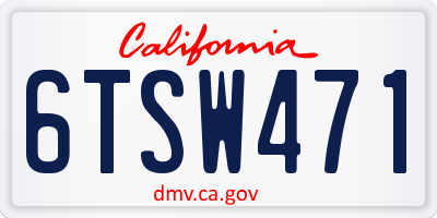 CA license plate 6TSW471